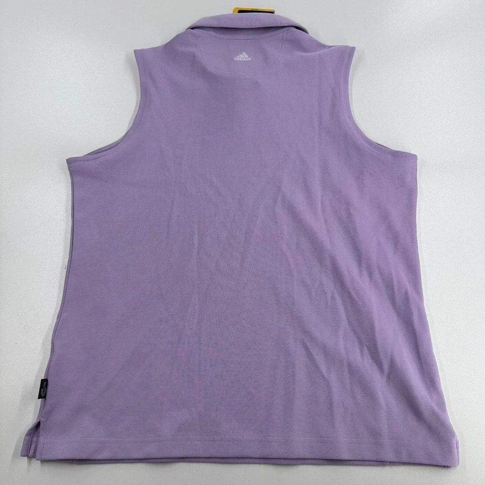 Adidas CLIMALITE WOMENS Lavender Sleeveless Button Close Golf Shirt SIZE L - NWT - Picture 3 of 15